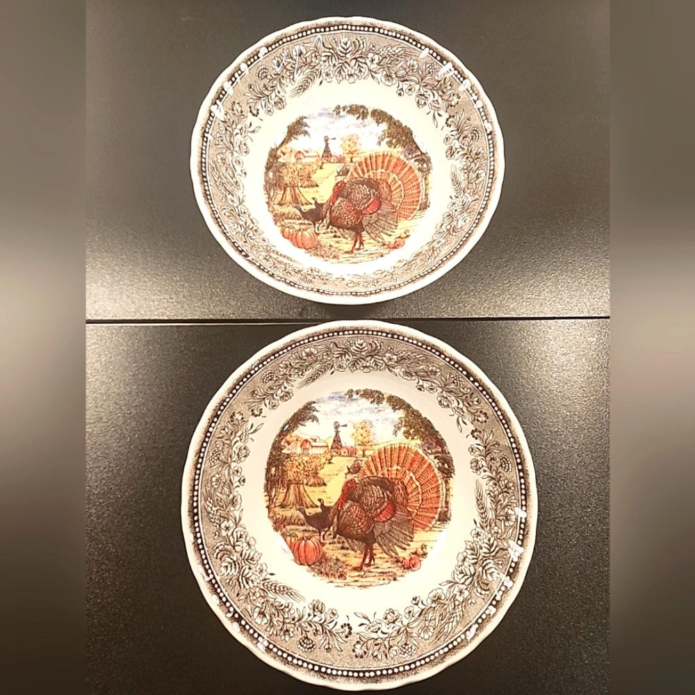 Royal Wessex by Churchill Cereal Bowls x 2 Thanksgiving Turkey Soup England Farm